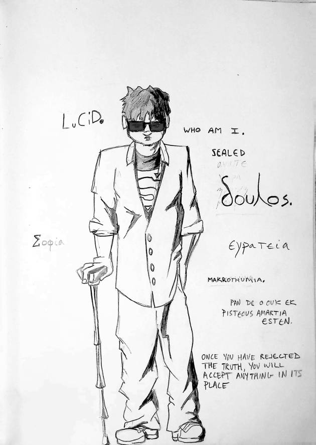 SELF PORTAIT / BALLPOINT PEN, MARKER, PENCIL