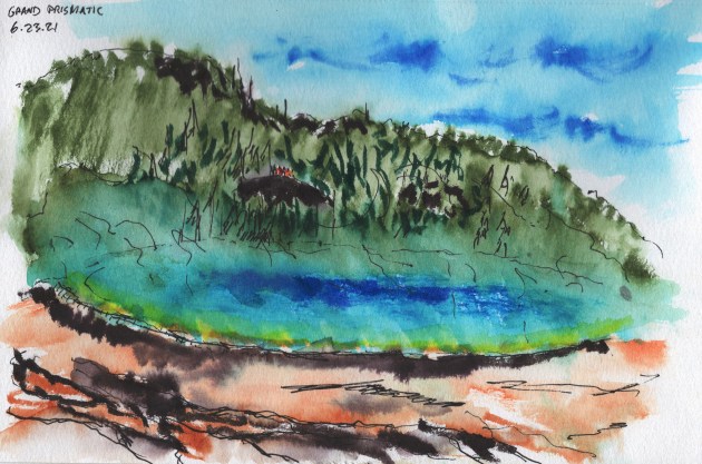 THE GRAND PRISMATIC / YELLOWSTONE, WYOMING / PEN & BRUSH&nbsp;MARKERS